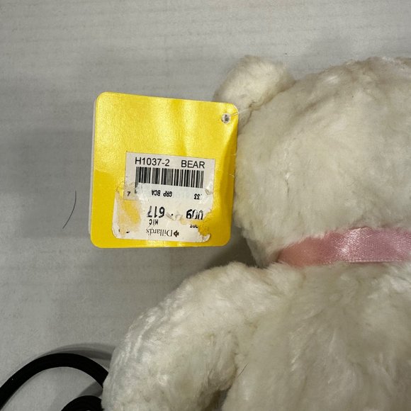 Beta Toys White Teddy Bear Plush 8 Inches Tall Stuffed Animal Pink Ribbon New - Picture 7 of 12